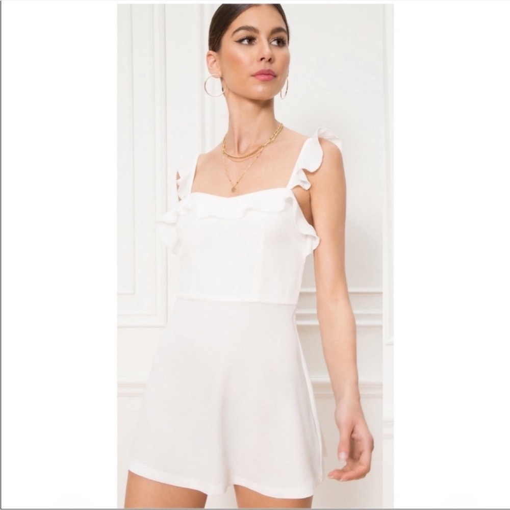 superdown White Ruffled Strap Mini Dress - Picture 2 of 5